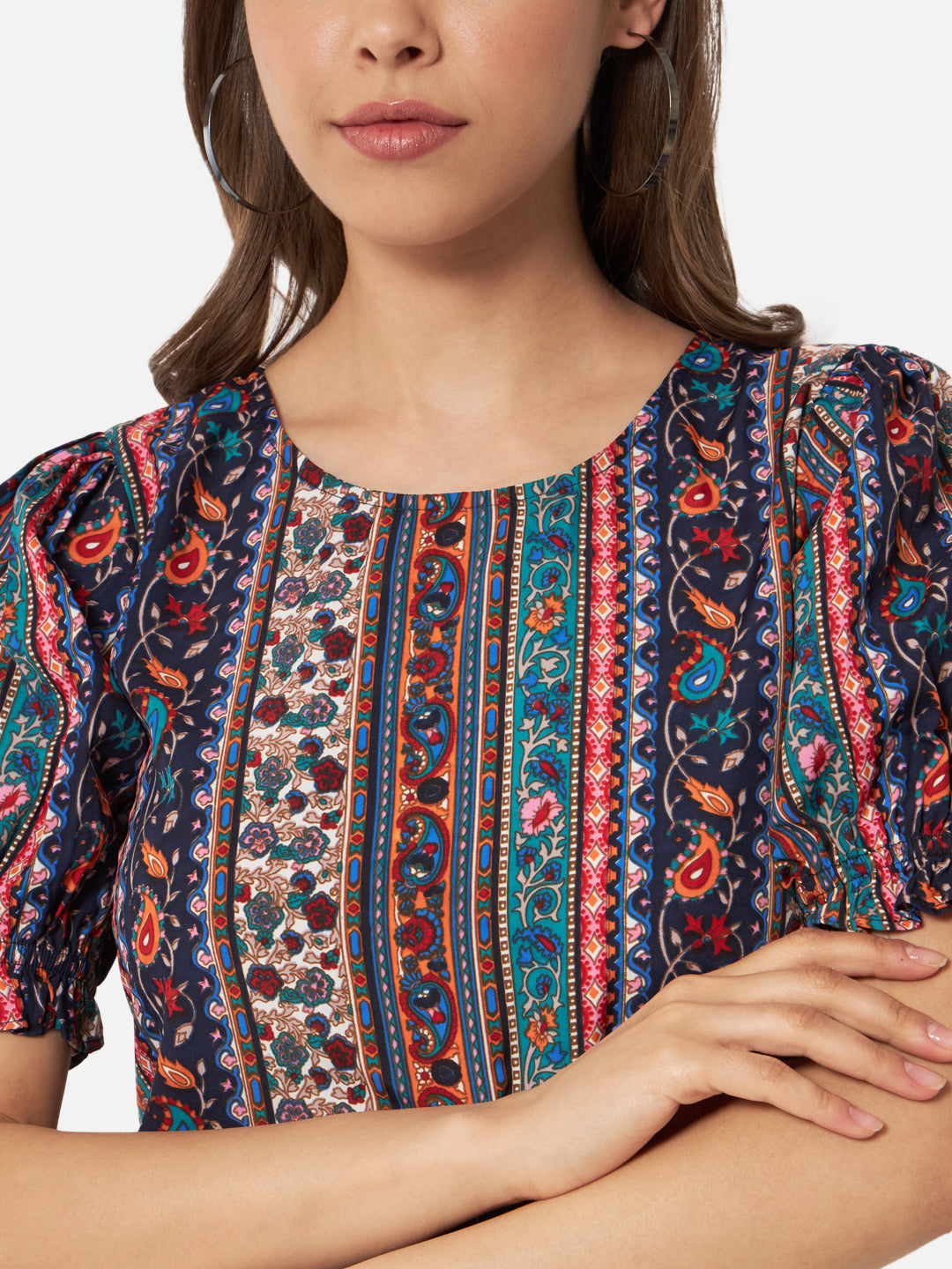 Multicolor Printed Half Sleeve Top for Women