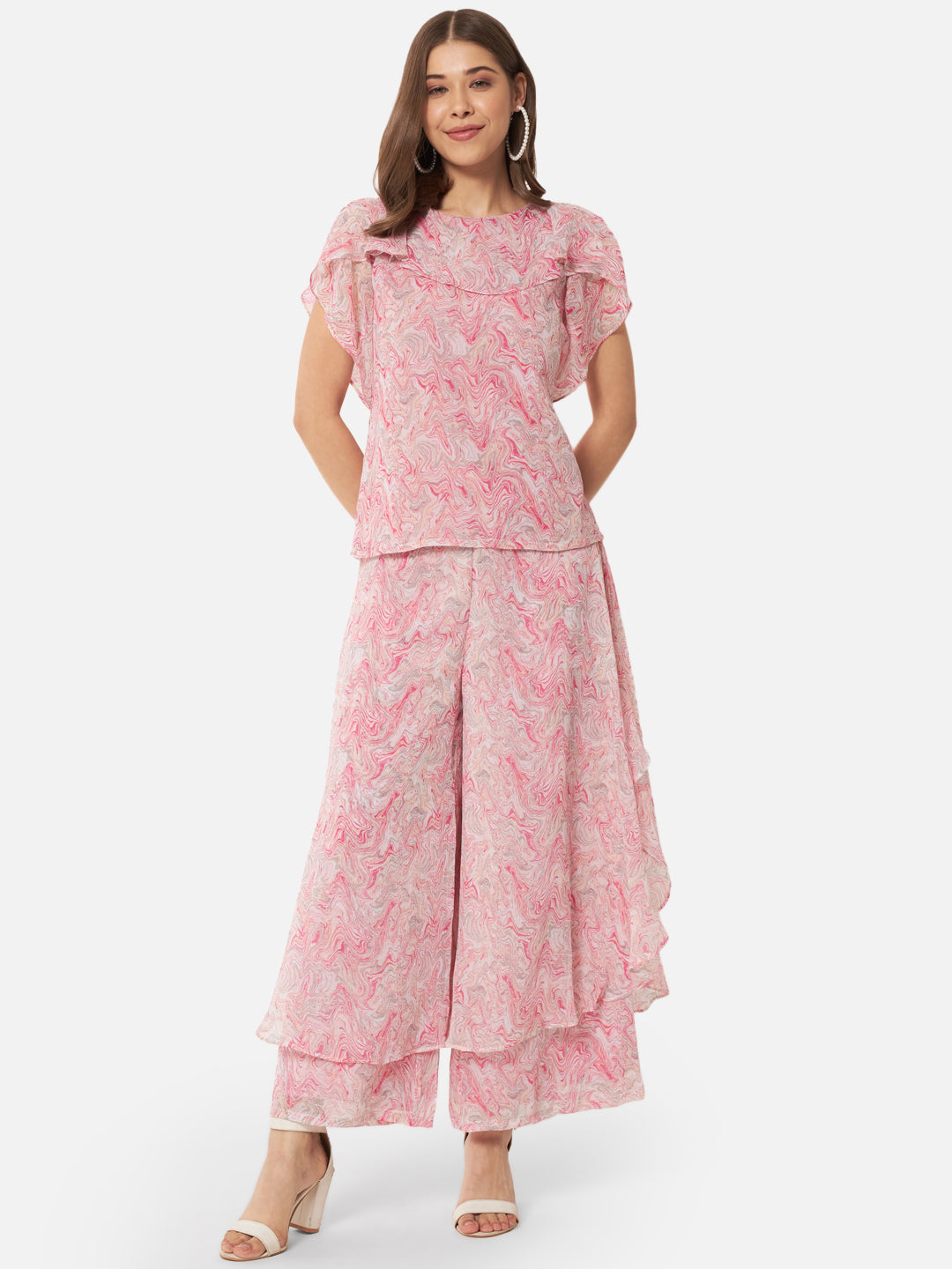 Tie-Dye Loose Fit Poly Georgette Flare Palazzo for Women