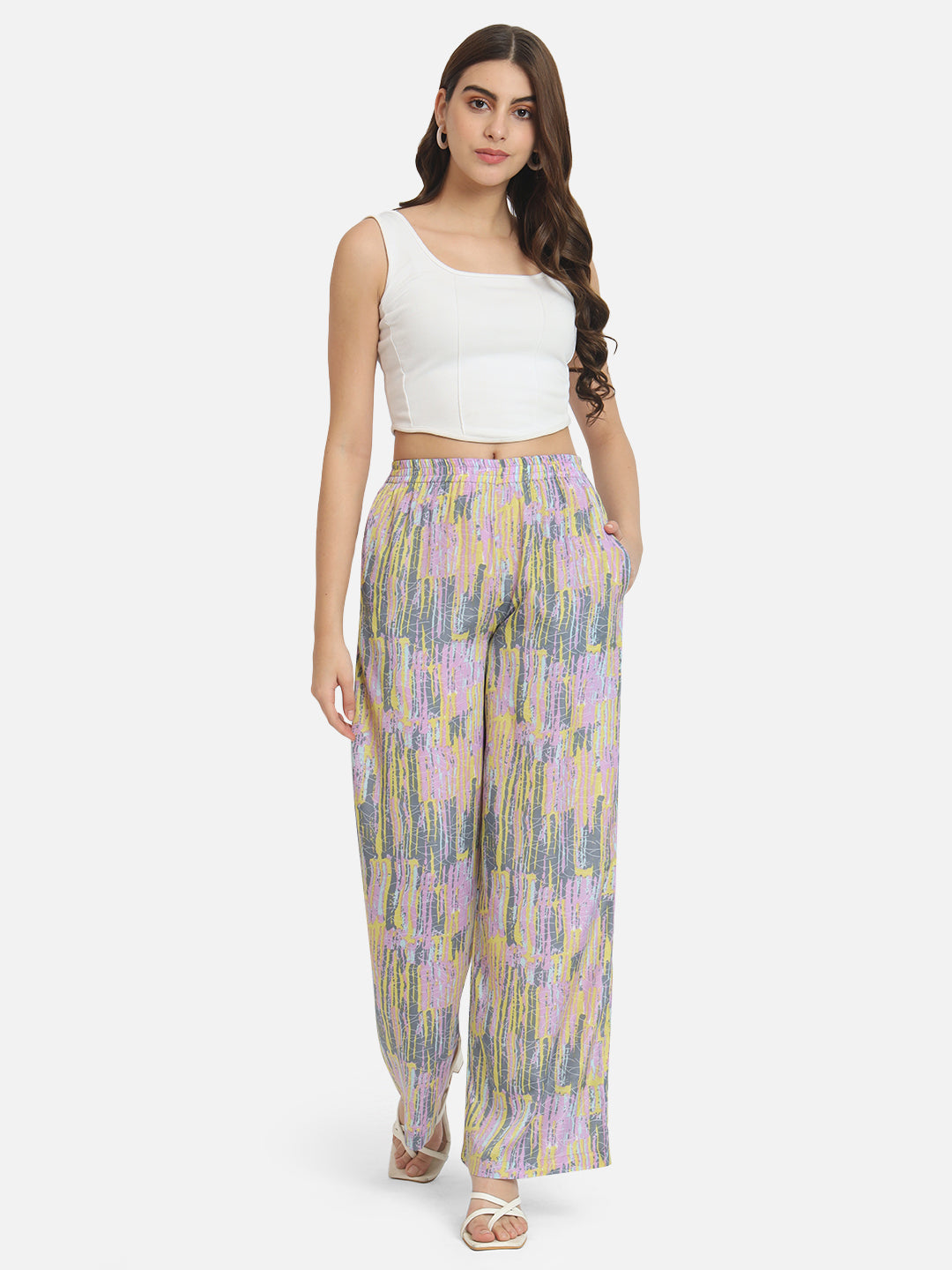 Multicolor All-Over Printed Regular Fit Straight Palazzo for Women