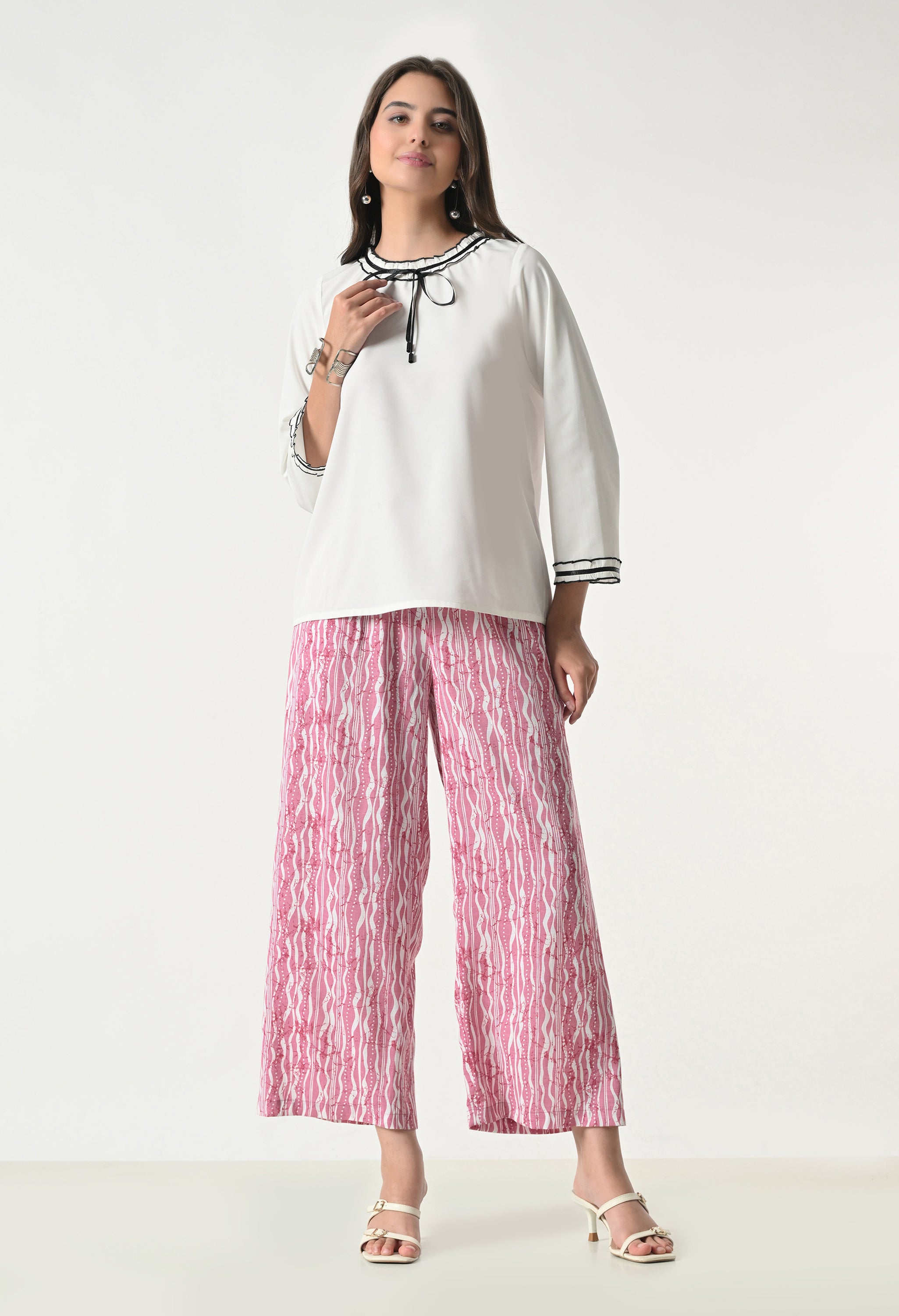 Pink Floral Printed Regular Fit Palazzo for Women