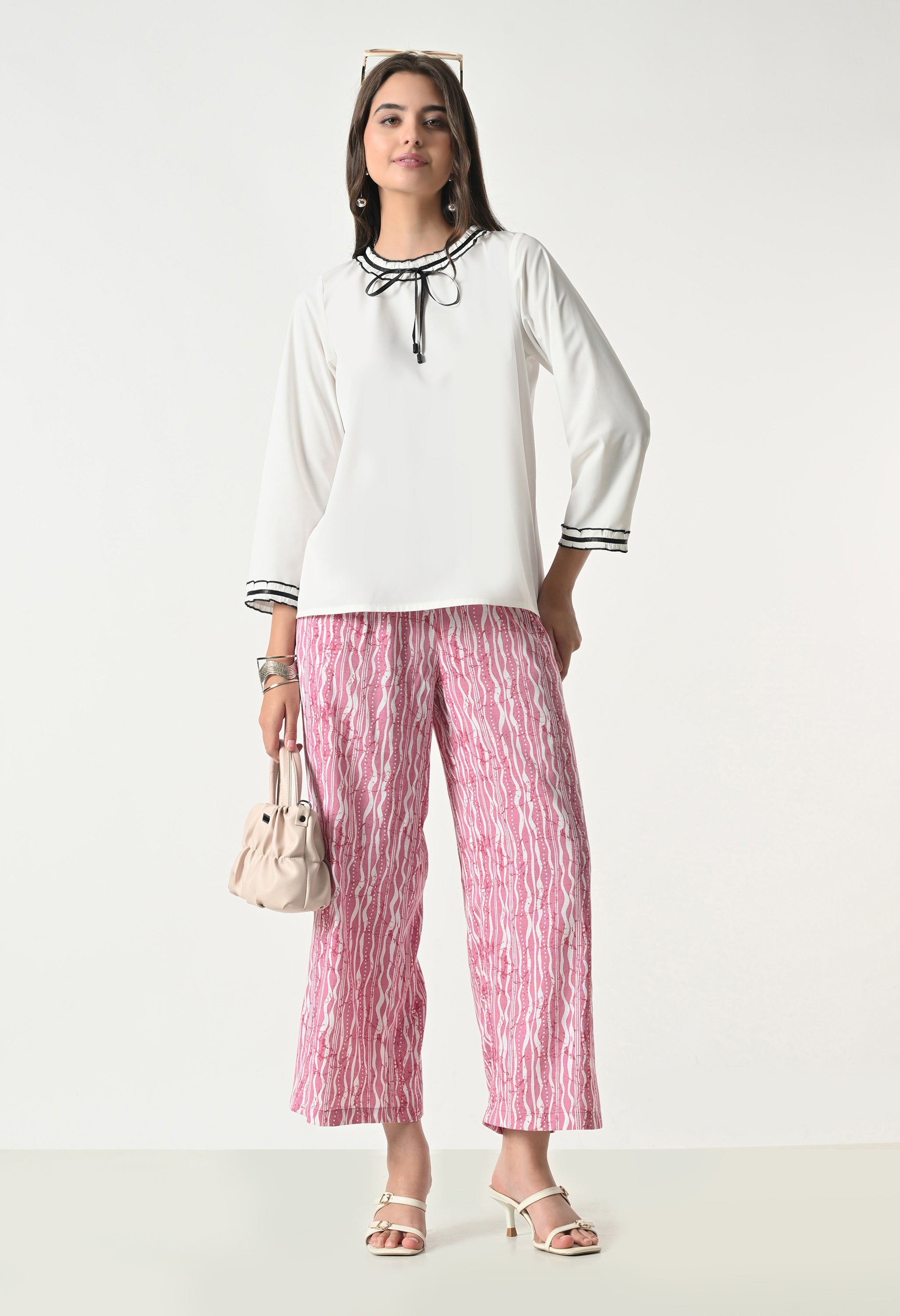 Pink Floral Printed Regular Fit Palazzo for Women