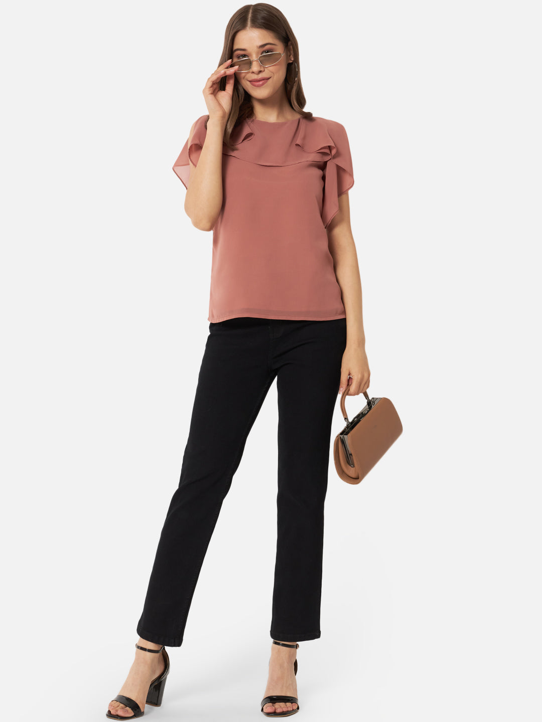 Solid Brown Sleeveless Top for Women