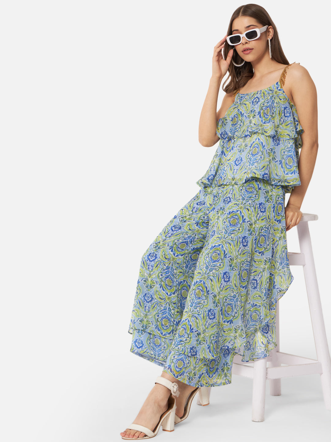 Floral Sleeveless Tiered Top for Women