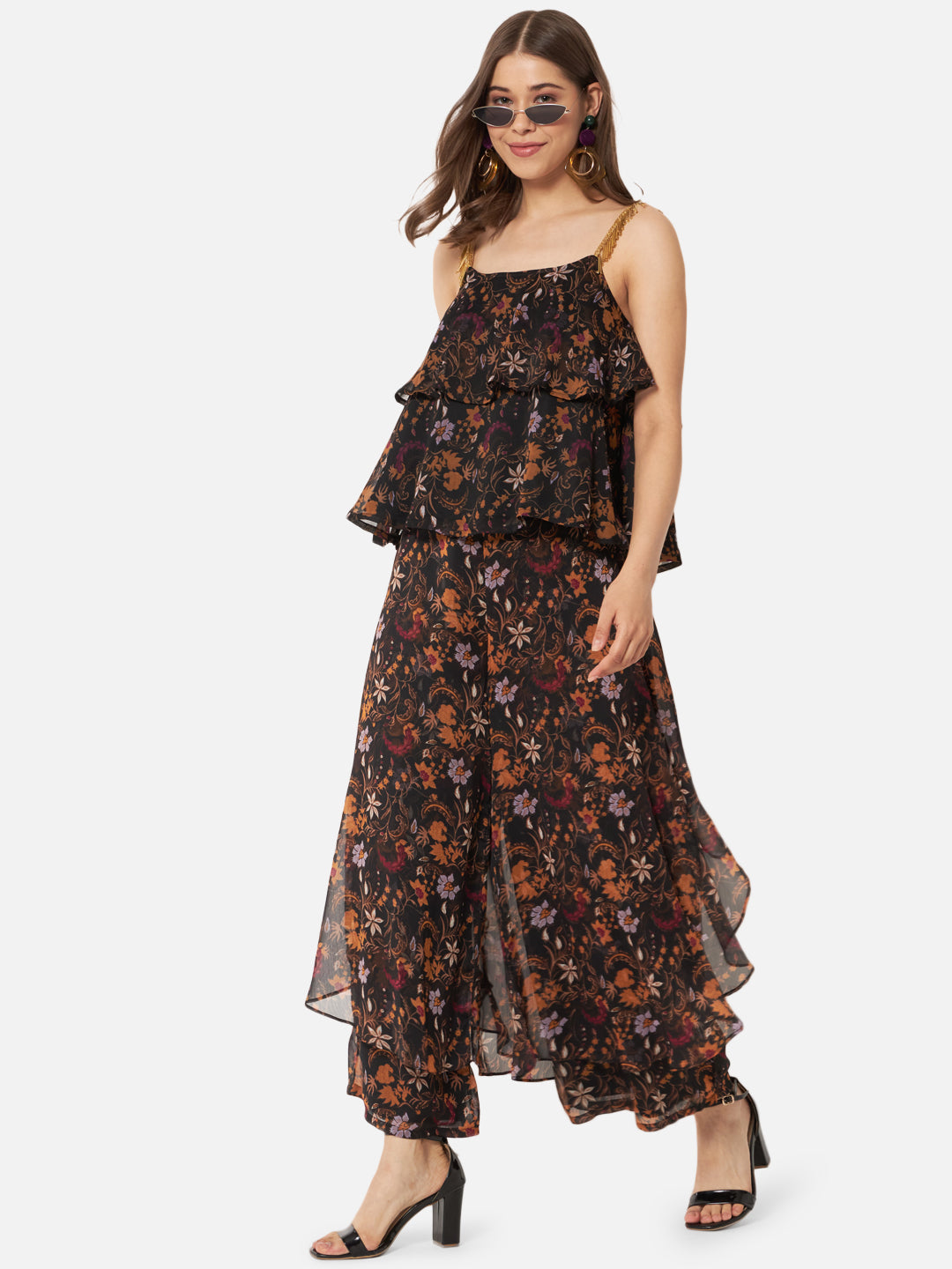 Floral Sleeveless Tiered Top for Women