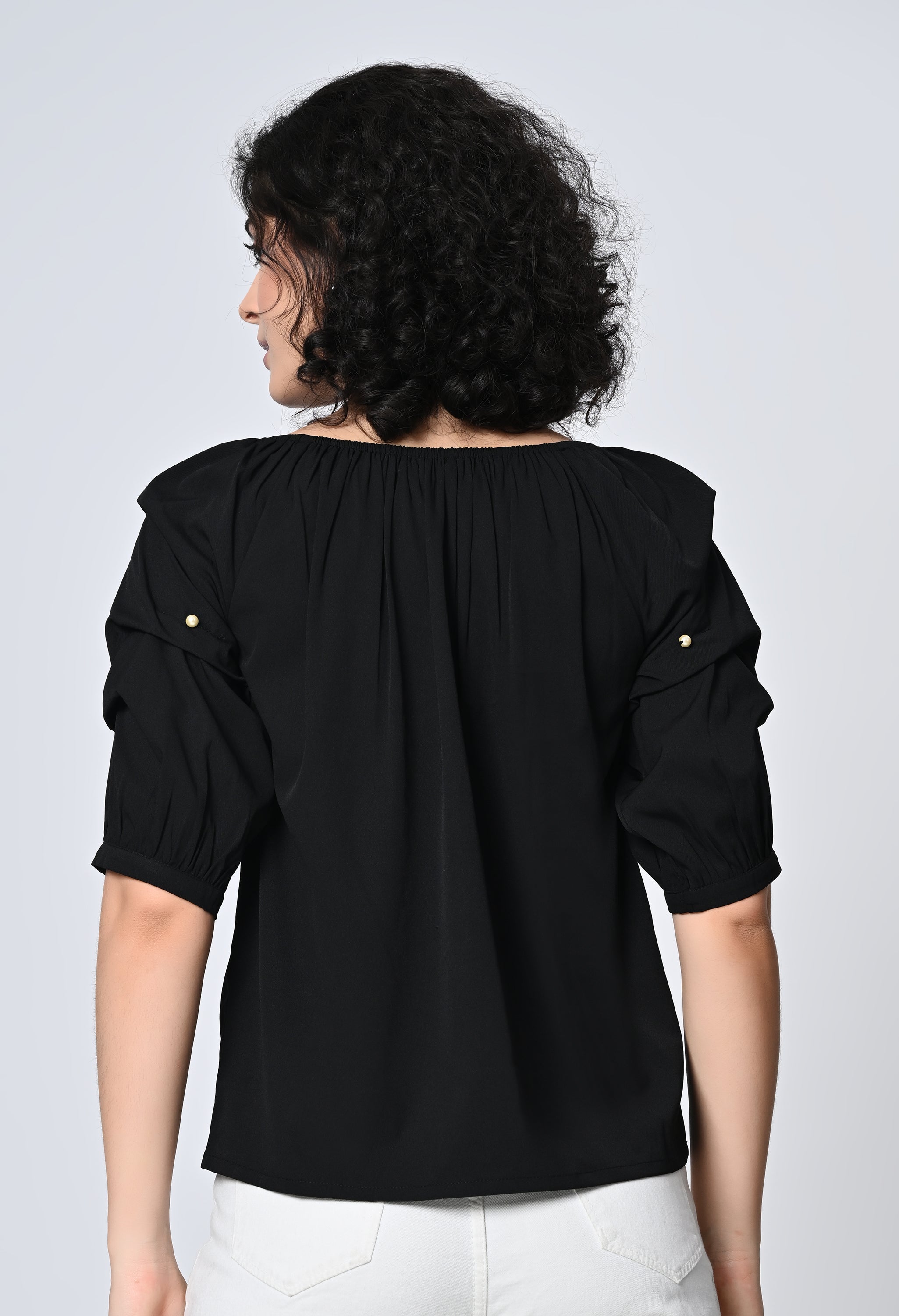 Black Solid Top for Women