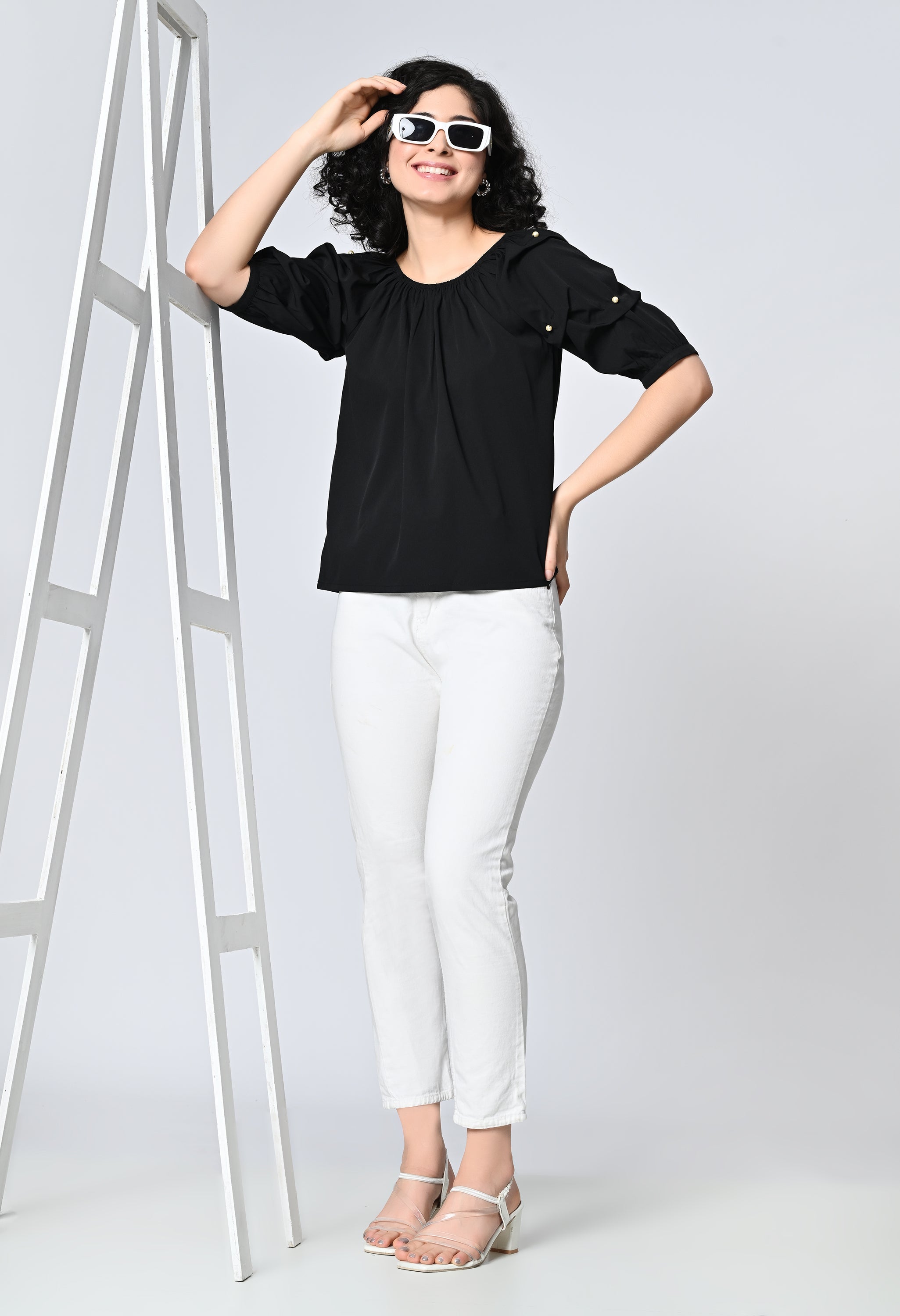 Black Solid Top for Women
