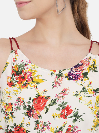 Multicolor Floral Sleeveless Spaghetti Top for Women