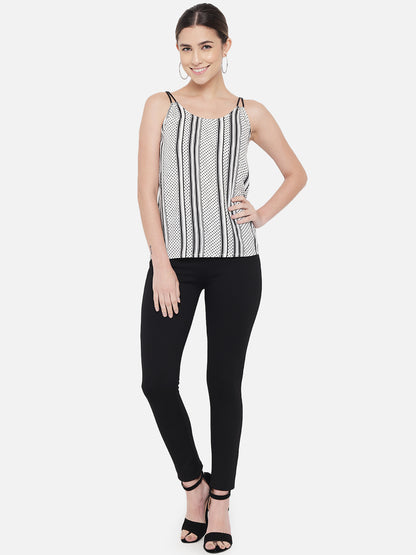 White Polka Dot Sleeveless Spaghetti Top for Women