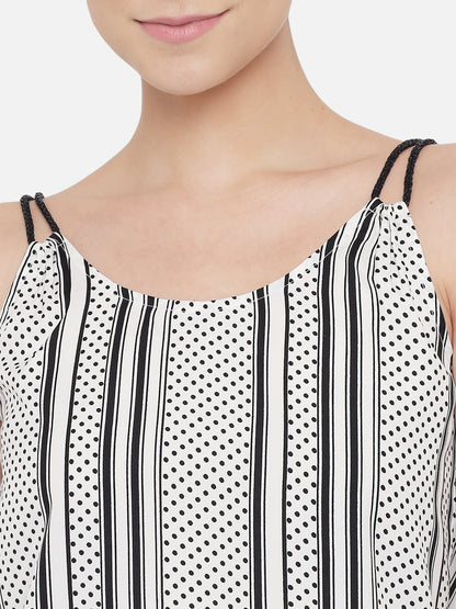 White Polka Dot Sleeveless Spaghetti Top for Women