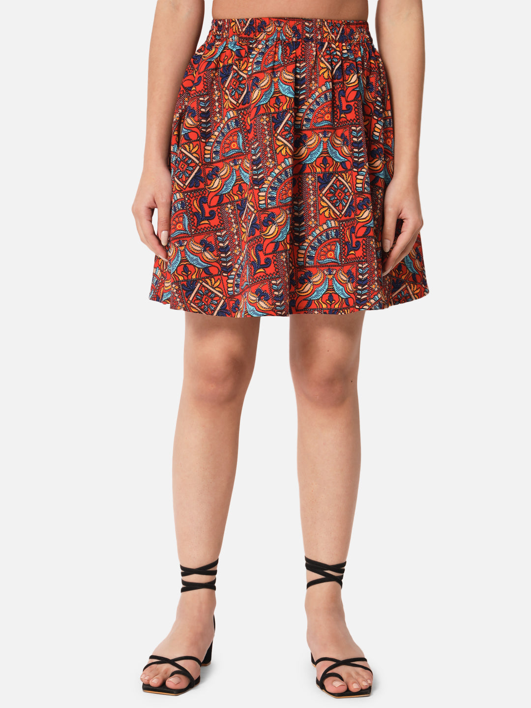 All-Over Printed Above Knee Length Skirt for Women