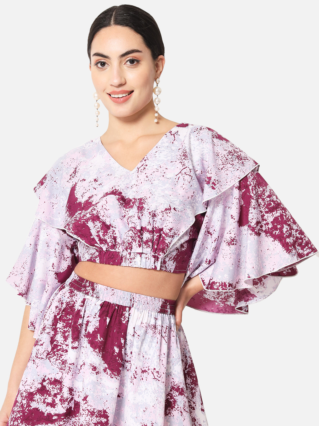 Multicolor Tie Dye V-Neck Crop Top for Women