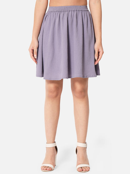 Purple Solid Above Knee Length Skirt for Women