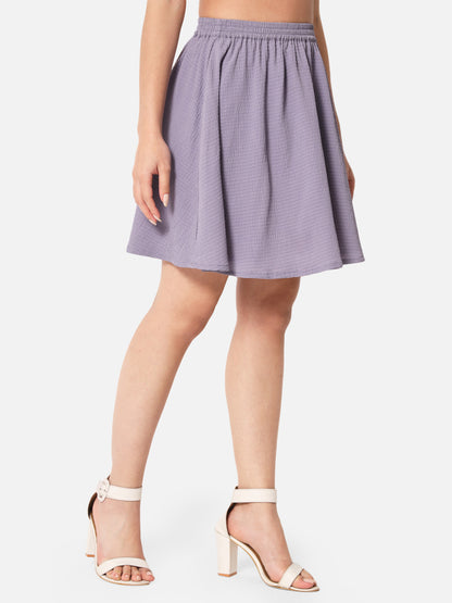Purple Solid Above Knee Length Skirt for Women