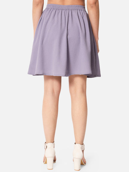 Purple Solid Above Knee Length Skirt for Women