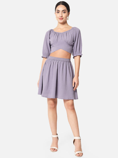 Purple Solid Above Knee Length Skirt for Women