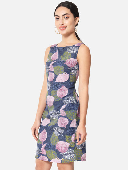 Multicolor Leaf Print Sleeveless Bodycon Dress for Women