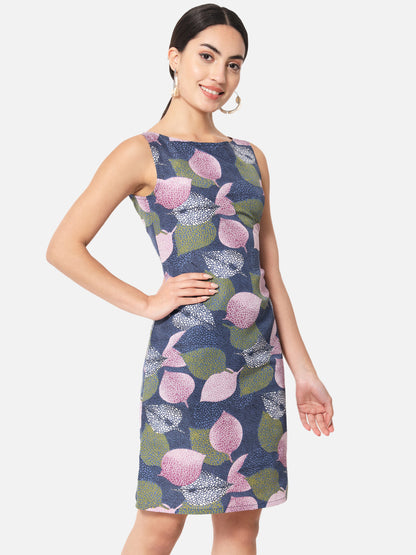 Multicolor Leaf Print Sleeveless Bodycon Dress for Women