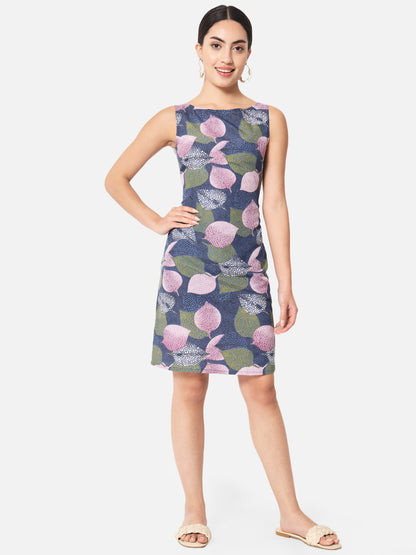 Multicolor Leaf Print Sleeveless Bodycon Dress for Women