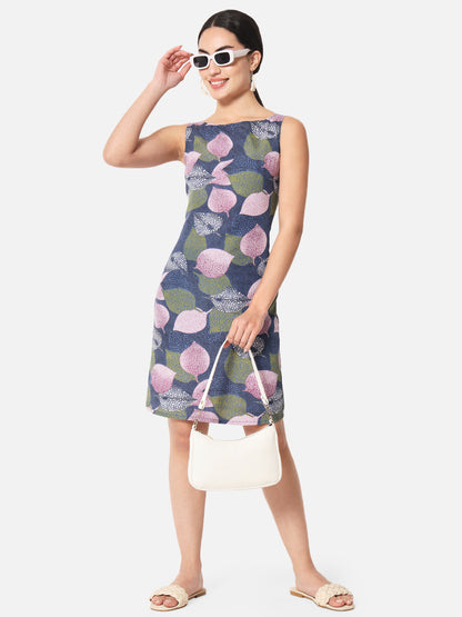 Multicolor Leaf Print Sleeveless Bodycon Dress for Women
