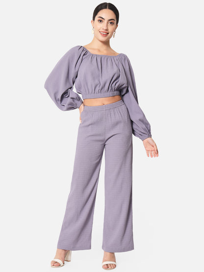 Purple Square Neck Crop Top for Women