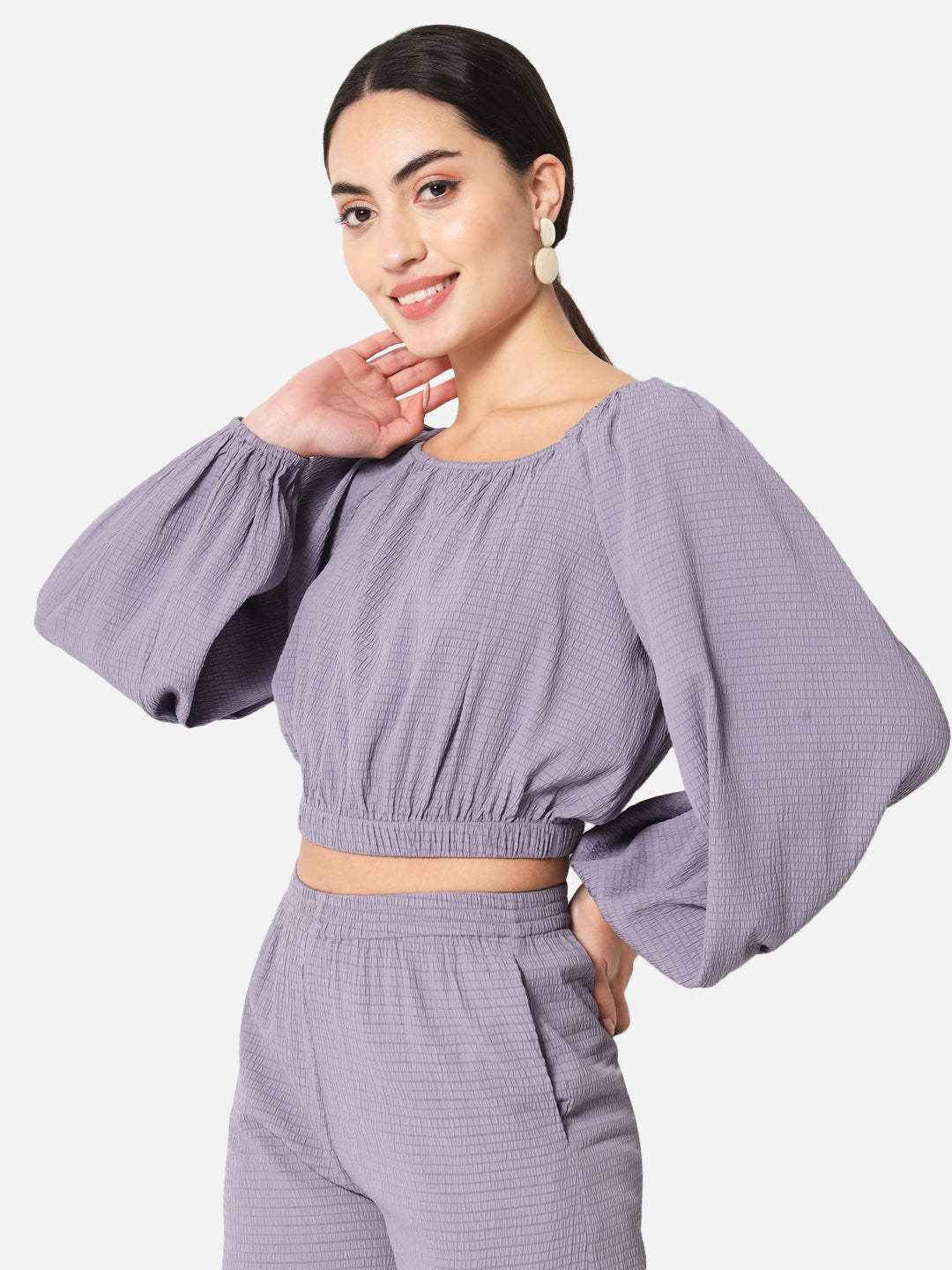 Purple Square Neck Crop Top for Women