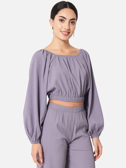 Purple Square Neck Crop Top for Women