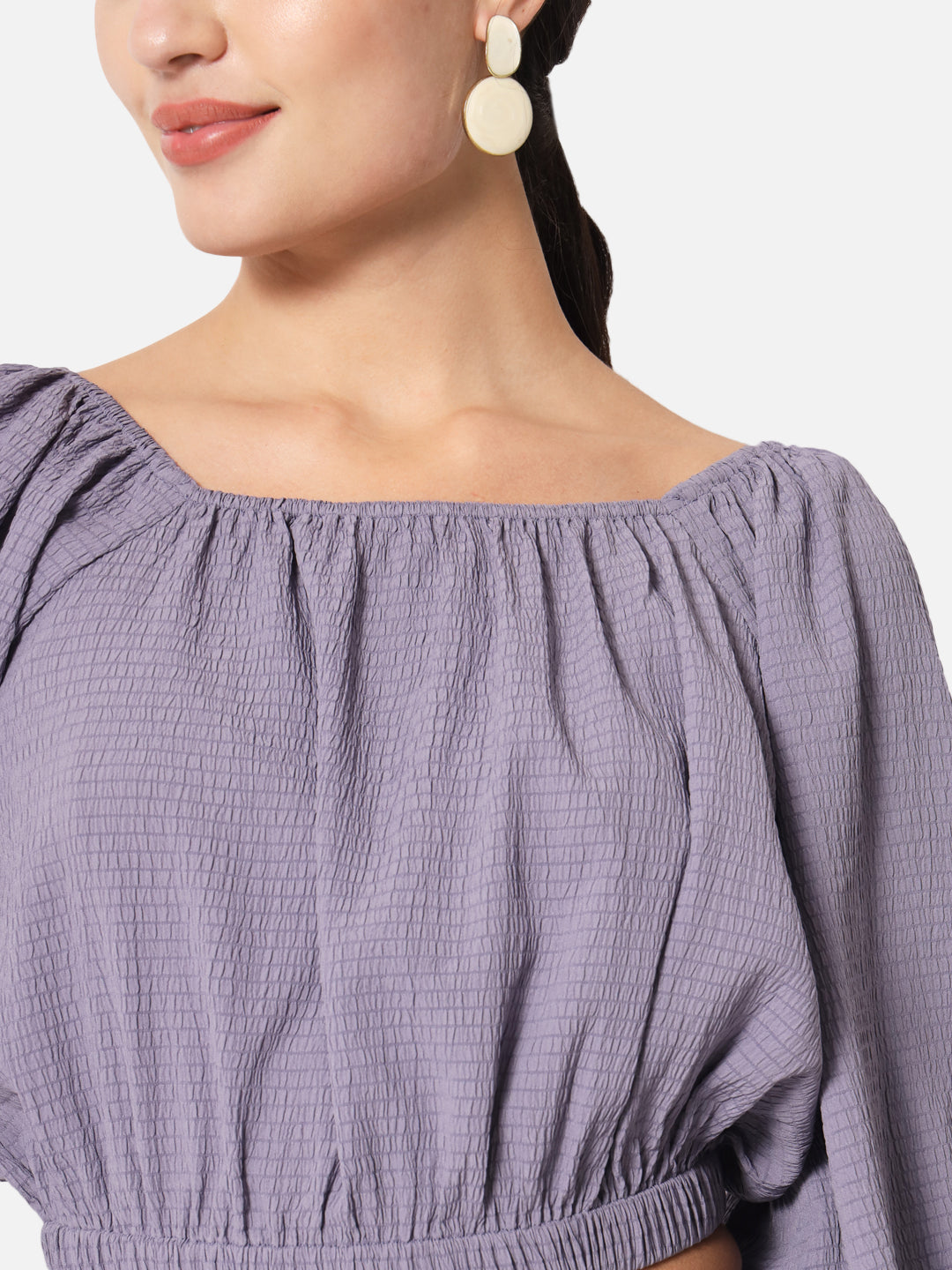 Purple Square Neck Crop Top for Women