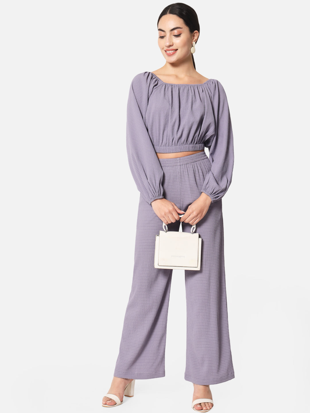 Purple Square Neck Crop Top for Women