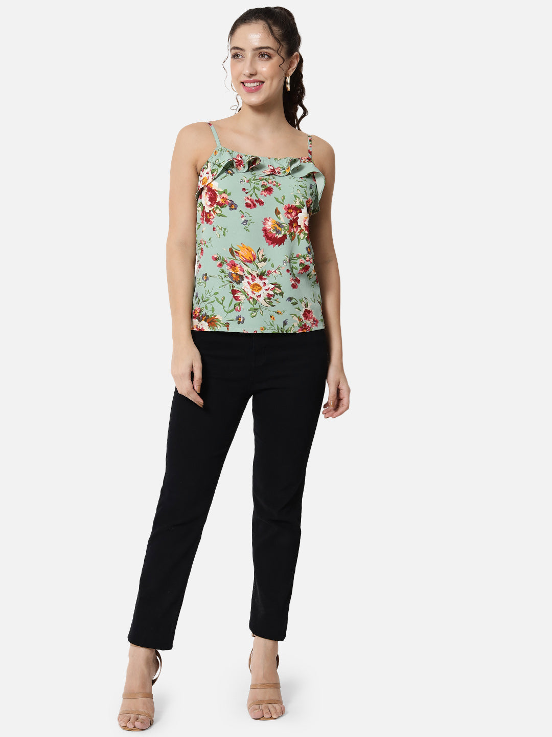 Multicolor Floral Sleeveless Spaghetti Top for Women