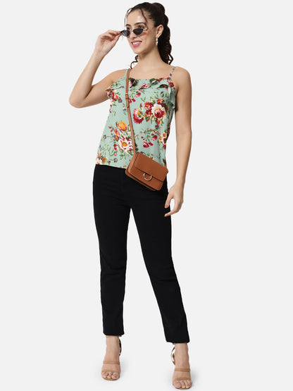 Multicolor Floral Sleeveless Spaghetti Top for Women