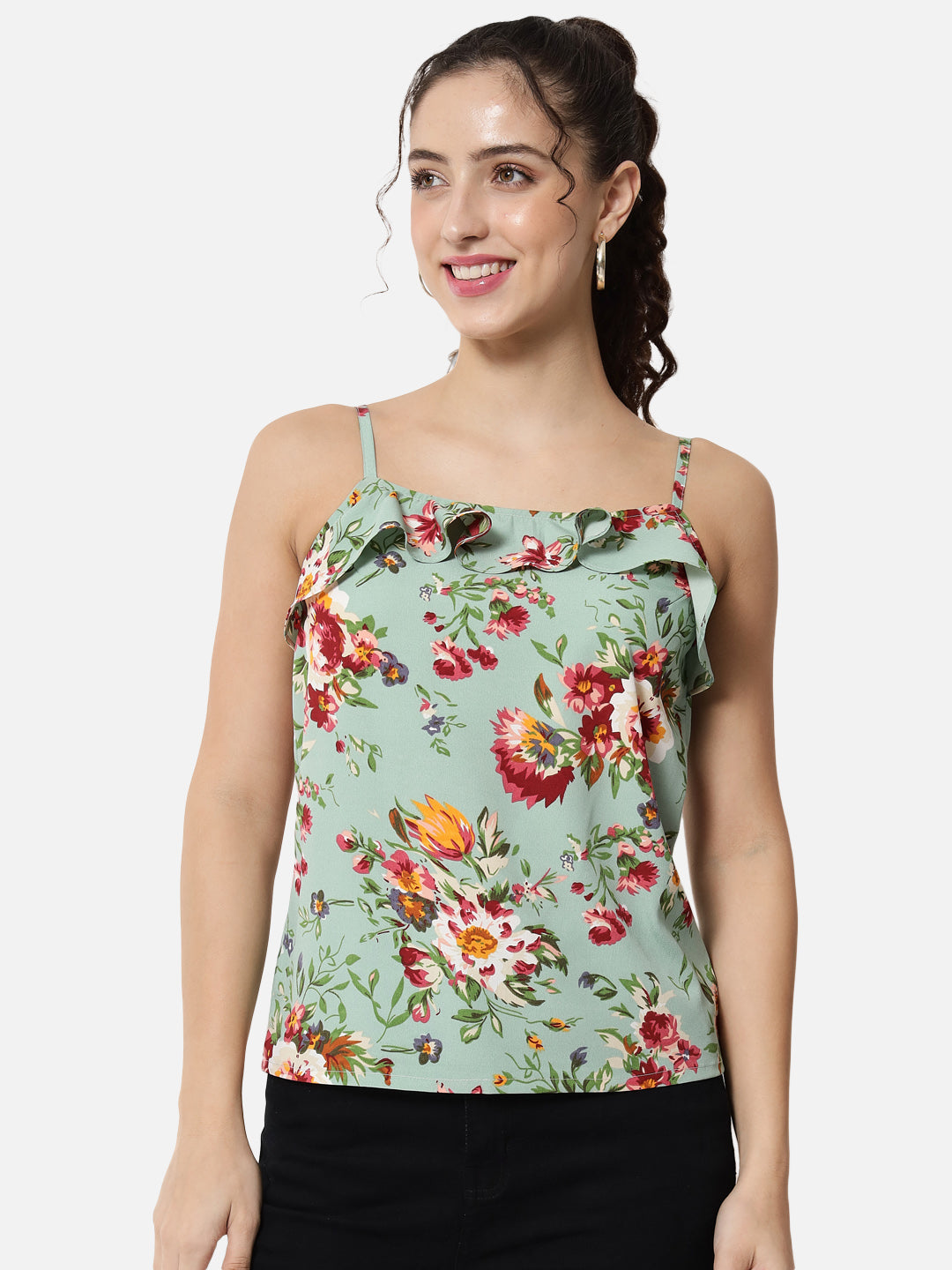 Multicolor Floral Sleeveless Spaghetti Top for Women