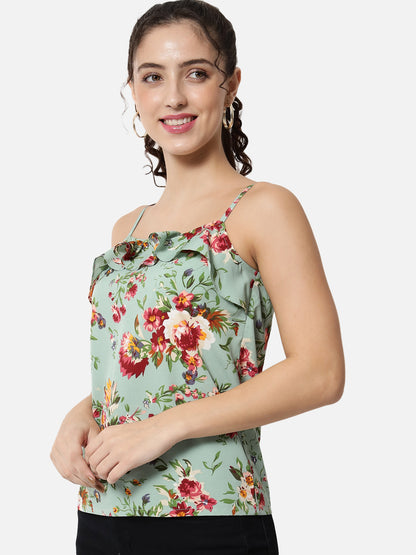 Multicolor Floral Sleeveless Spaghetti Top for Women