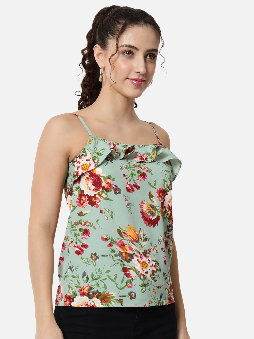 Multicolor Floral Sleeveless Spaghetti Top for Women