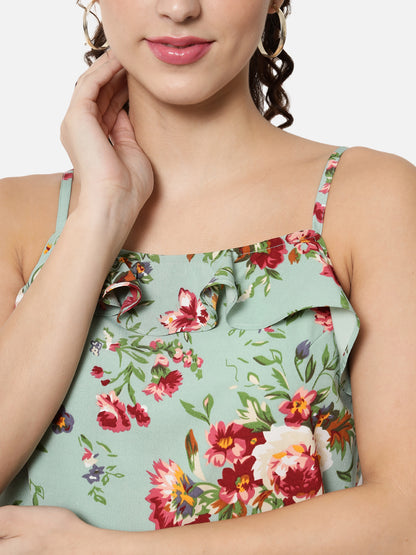 Multicolor Floral Sleeveless Spaghetti Top for Women