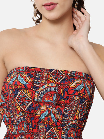 Multicolor Sleeveless Tube Dress for Women