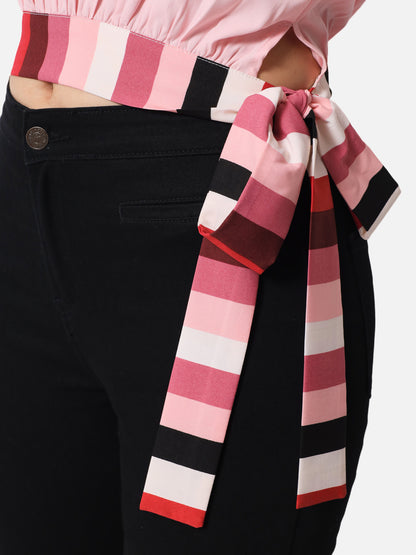 Pink Solid Half Sleeve Top for Women
