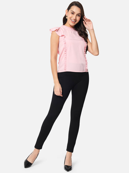Pink Solid Sleeveless Top for Women