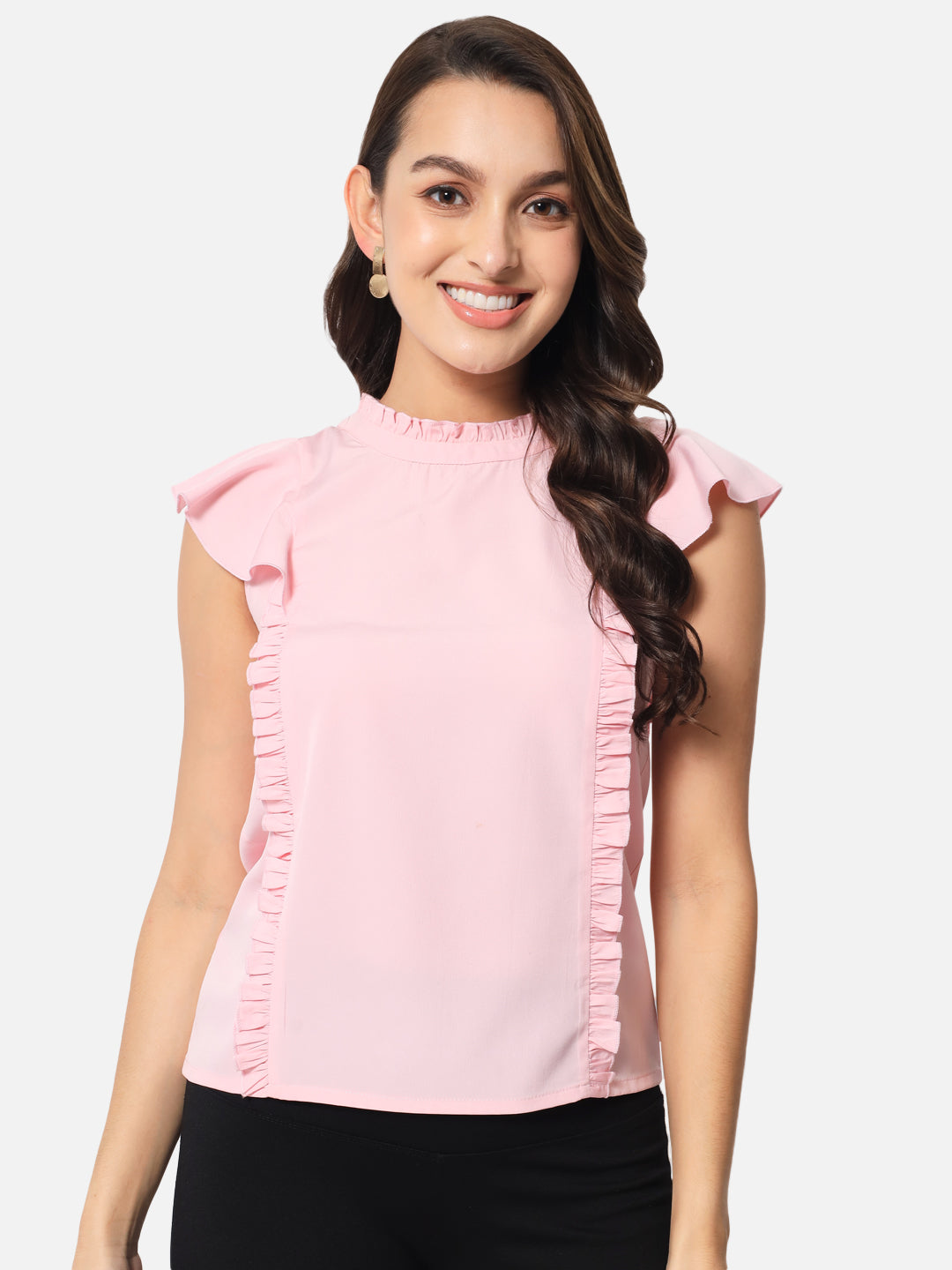 Pink Solid Sleeveless Top for Women
