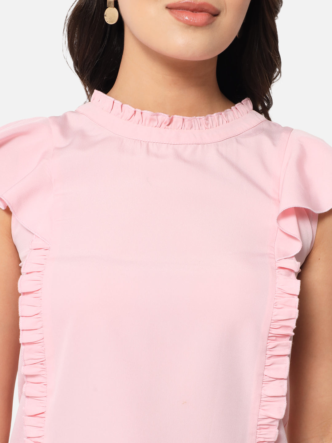 Pink Solid Sleeveless Top for Women