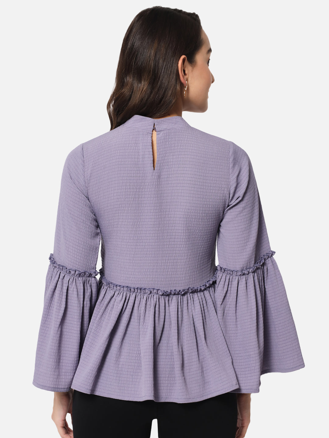 Purple Solid Mock Neck Top for Women