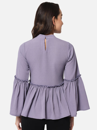 Purple Solid Mock Neck Top for Women