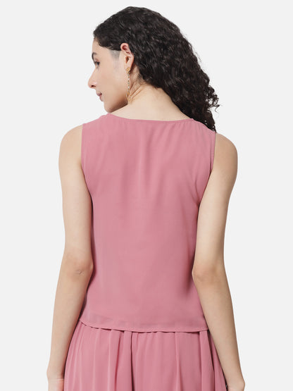 Pink Solid Sleeveless Top for Women