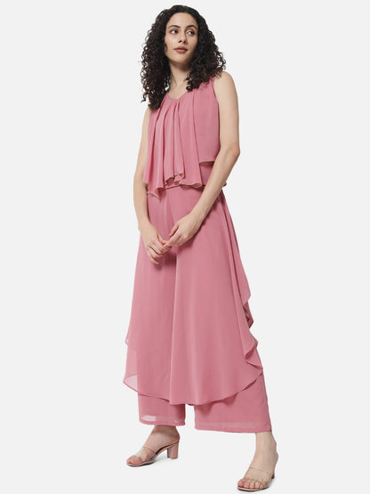 Pink Solid Sleeveless Top for Women