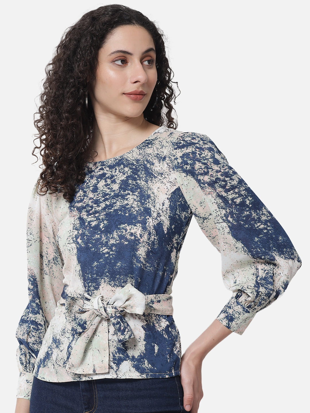 Multicolor Tie-Dye Round Neck Top for Women