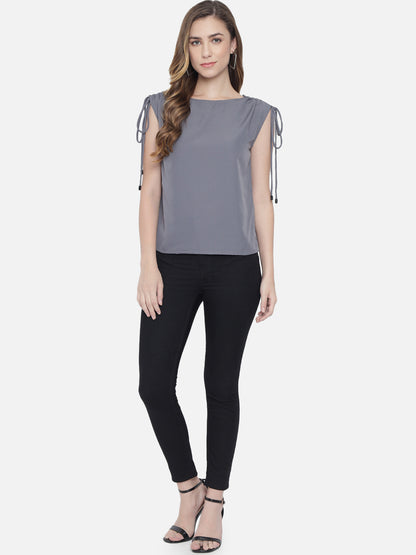 Solid Round Neck Top for Women