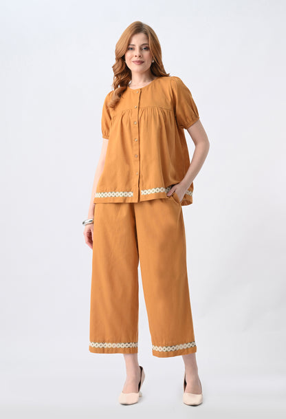 Women’s Solid Half Sleeve Top &amp; Palazzo Co-Ord Set