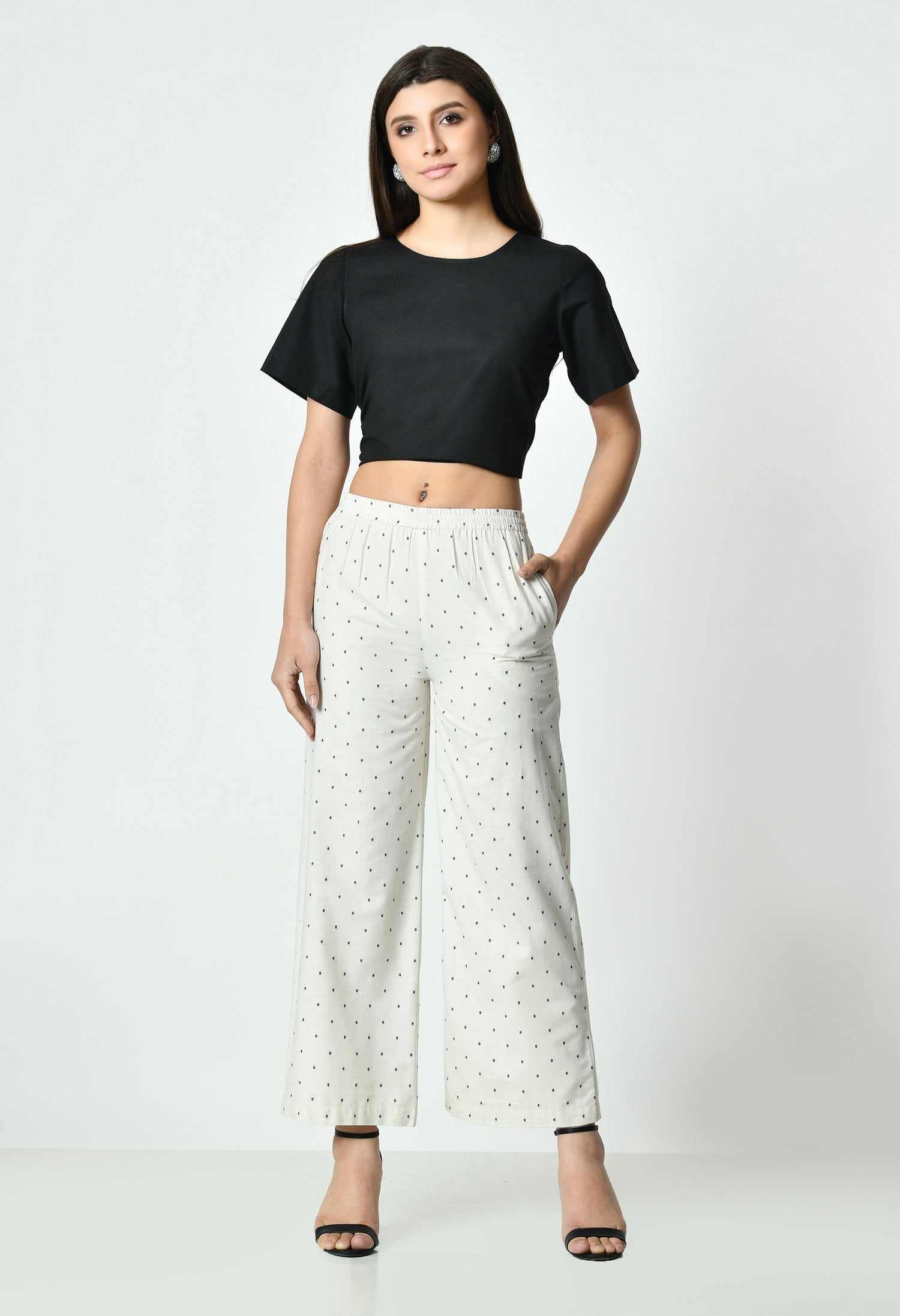 All-Over Printed Straight Palazzo for Women With Pocket