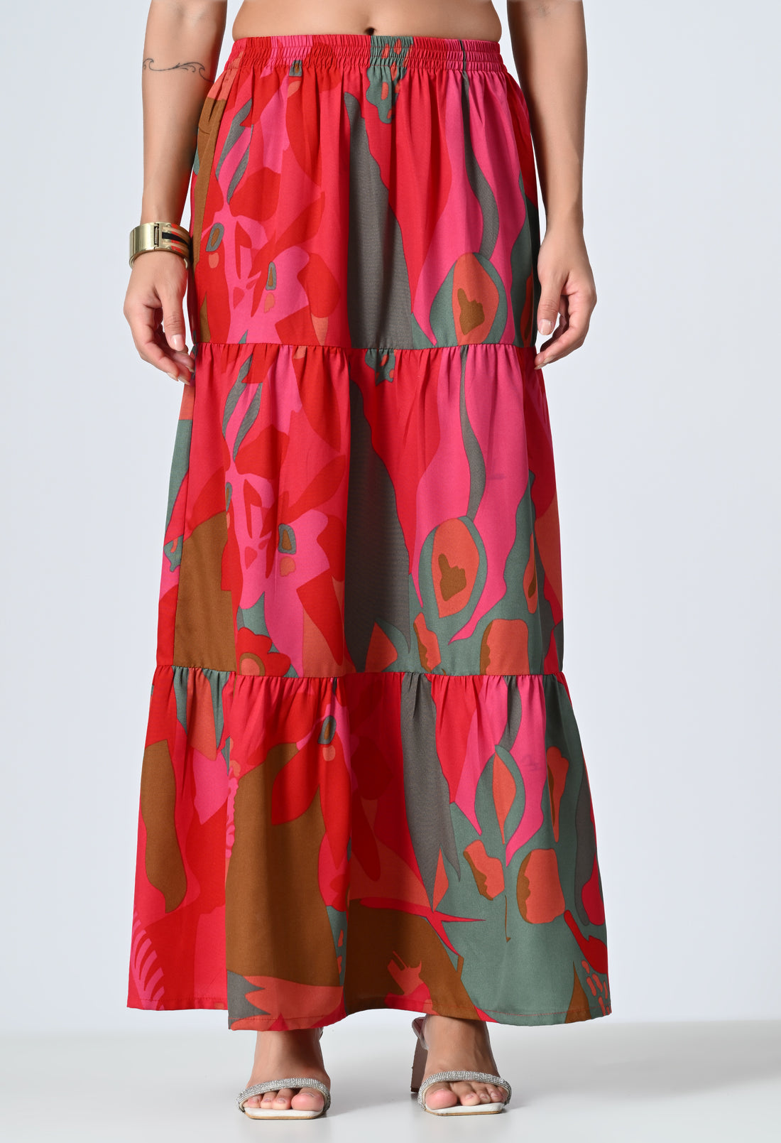 Multicolor Printed Ankle Length Skirt for Women