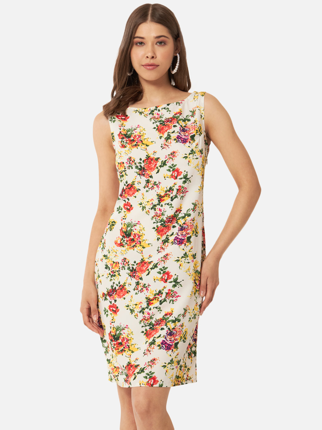 Multicolor Floral Sleeveless Bodycon Dress for Women