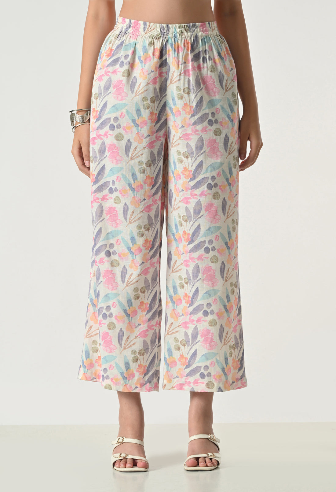 Multicolor Floral Printed Regular Fit Palazzo for Women